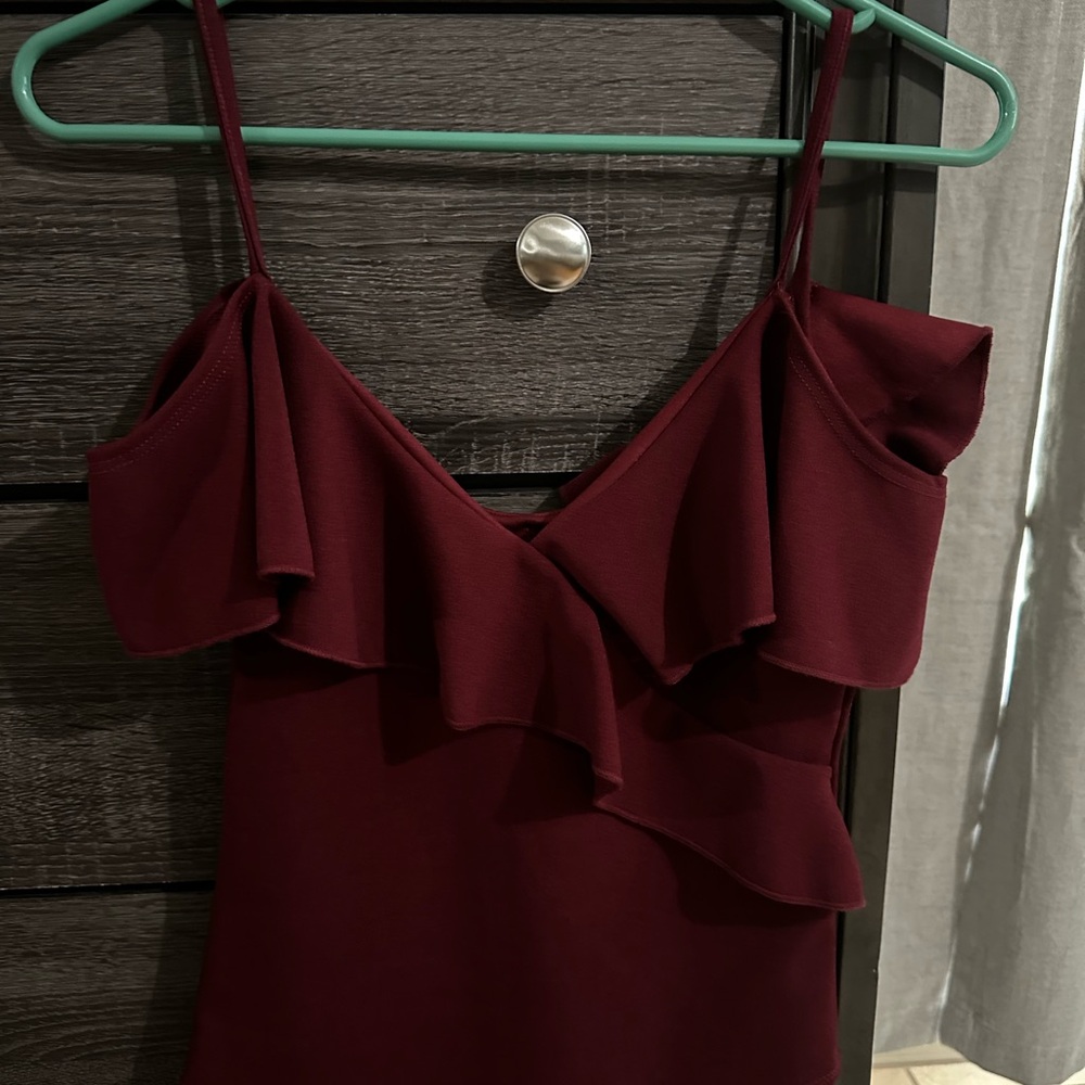 Elegant Burgundy Ruffle Top